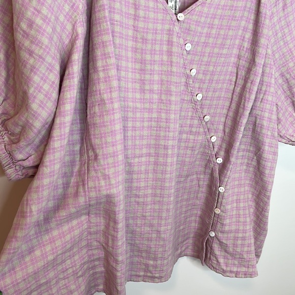 MADEWELL | Linen Blend Gingham Wrap Top - Picture 2 of 9